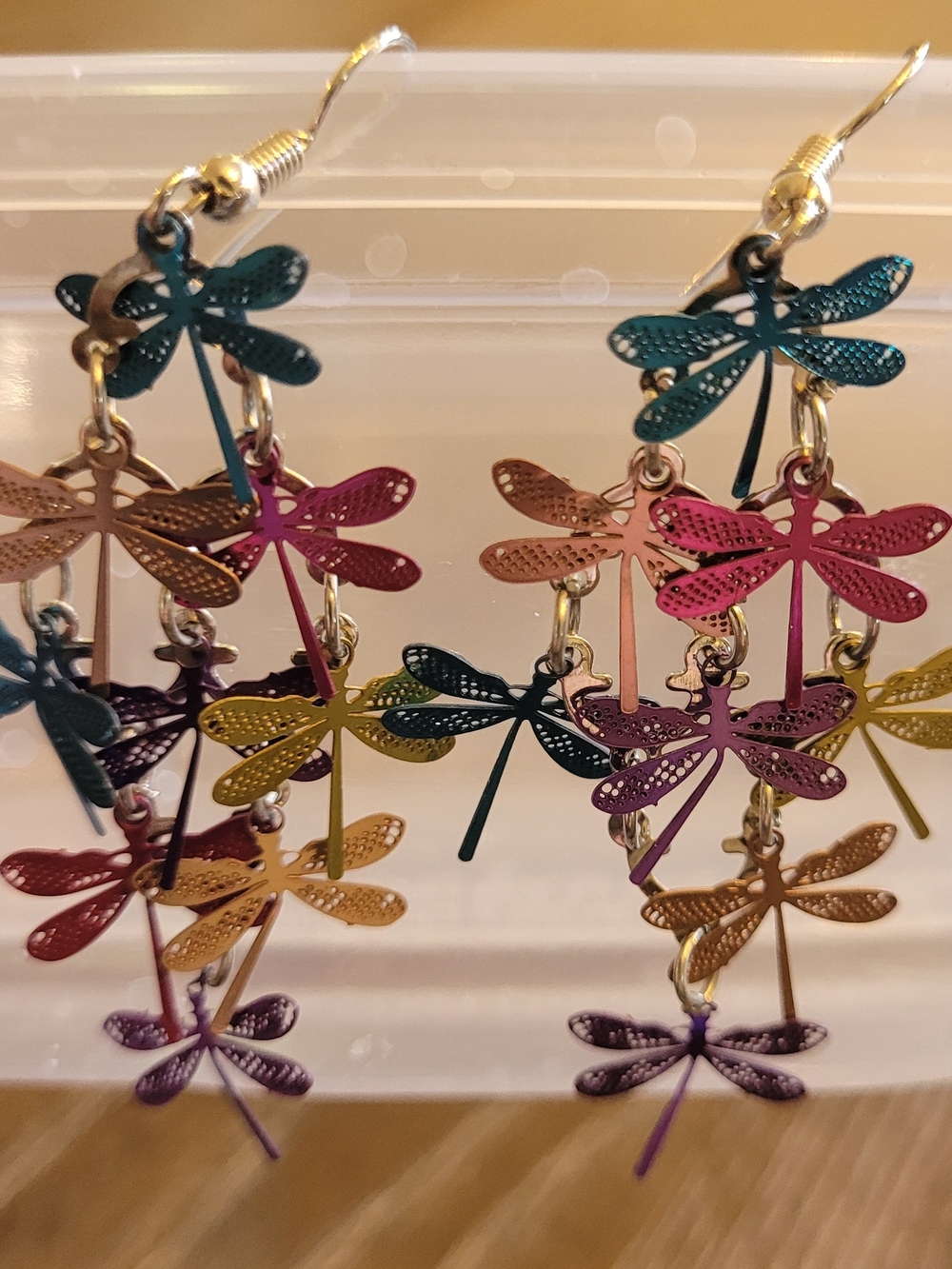 Multi-Color Dragonfly Dangle Earrings